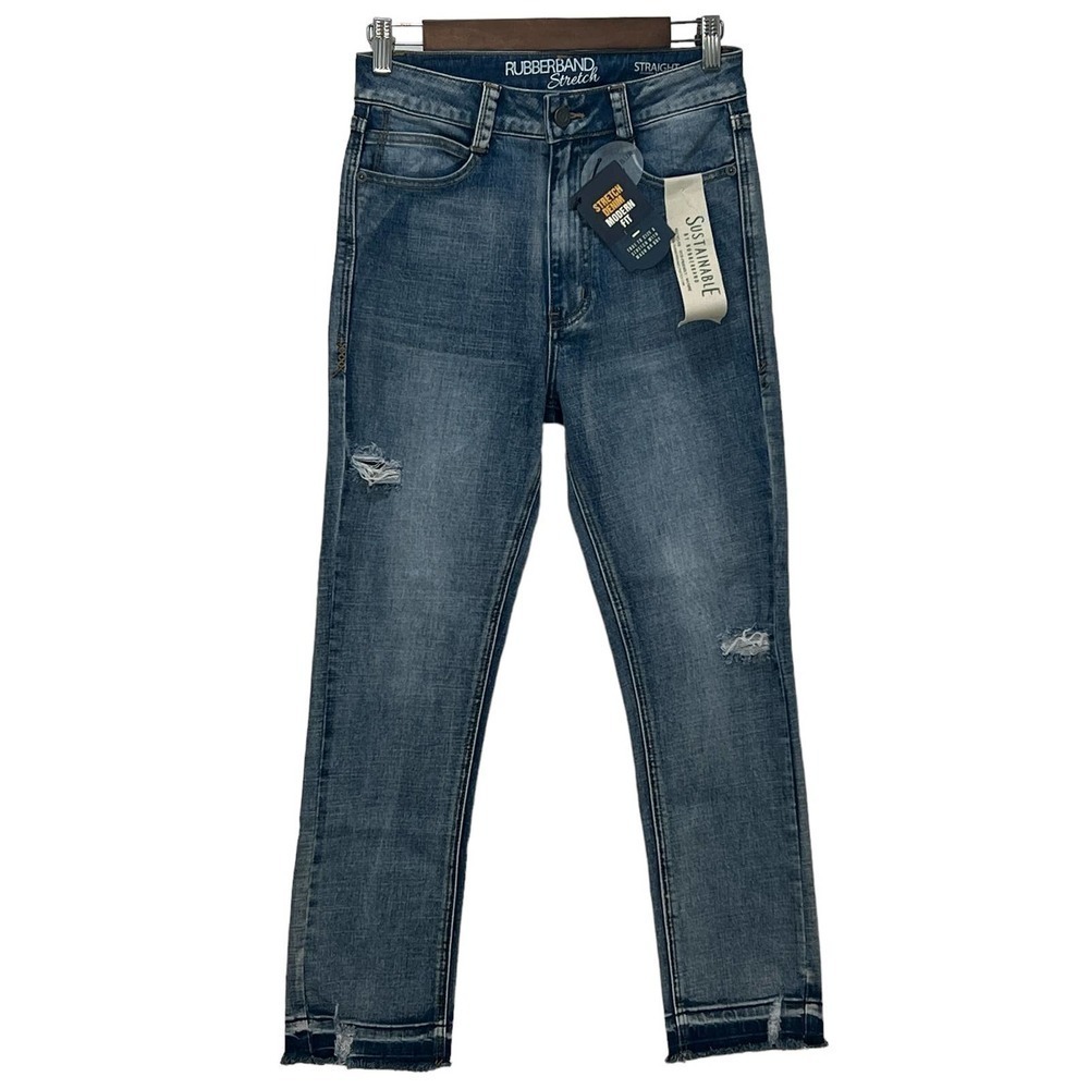 RUBBERBAND CYRUS STRAIGHT LEG STRETCH‎ JEANS IN SNOW WOMEN'S SIZE 27 NWT